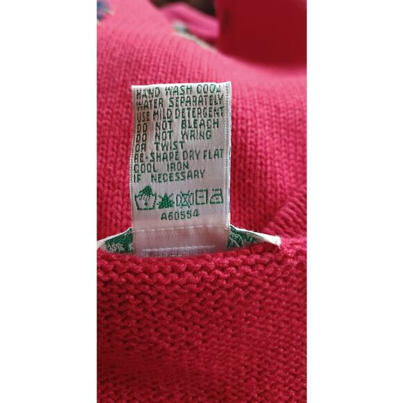 VTG Quacker Factory Christmas Cardigan Red Santa Embroidered Sweater Large - Picture 6 of 6